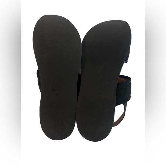 Marni Black/ Grey Canvas And Leather Bow Embellished Slingback Platform Sandals - Picture 5 of 8